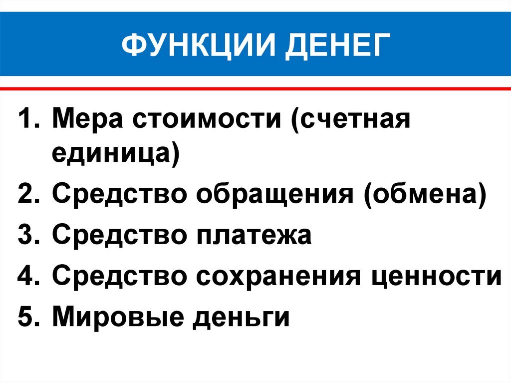 Функции денег