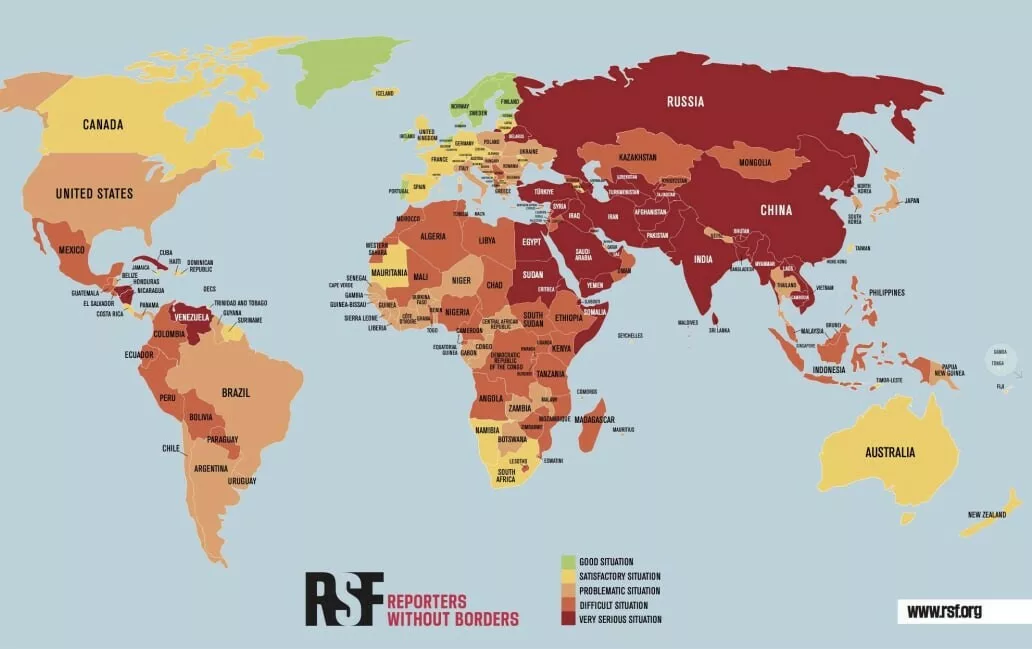 Всемирный индекс свободы прессы RSF за 2024 год